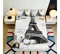 3D Printed Paris Scenery Fitted Sheet Microfiber Deep Pocket Non-Slip Bedding Paris Style Mattress Fitted Cover Washable for Adults 200x200x25cm