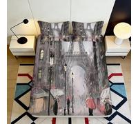 3D Printed Paris Street Fitted Sheet, Microfiber, Bed Cover, non-slip, home