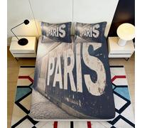 3D Printed Paris Theme Fitted Sheet Microfiber Deep Pocket Home Bedding Paris Mattress Fitted Cover Non-Slip Washable 120x200x25cm
