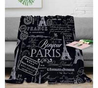3D Printed Paris travel guide Couch Blanket Warm Soft Bedding Vintage French decor Cozy Throw Blanket Wrinkle Resistant Non Pilling for Dorm Dwellers University Students 40x50inch(100x130cm)
