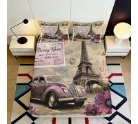 3D Printed Paris Vintage Fitted Sheet, Microfiber Bed Cover, non-slip home