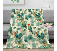 3D Printed Parrot birds Lounge Throw Microfiber Warm Soft Bedding Breathable Watercolor botanical design Throw Blanket Lightweight for Students Gamers Movie Nights Young Adults 50x60inch(127x152cm)