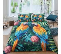 3D Printed Parrot Quilt Cover, Microfiber Duvet Cover Hidden Zipper for