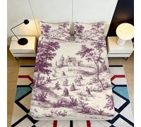 3D Printed Pastoral Fitted Sheet Microfiber Deep Pocket Bedroom Pastoral Mattress Fitted Cover Elastic Hem Washable 90x200x25cm