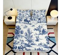 3D Printed Pastoral Scenery Fitted Sheet Microfiber Deep Pocket Non-Slip Bedroom Bedding Pastoral Mattress Fitted Cover for Adults Teens 120x200x25cm