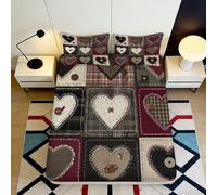 3D Printed Patchwork Heart Fitted Sheet Microfiber Deep Pocket Non-Slip Bedroom Bedding Patchwork Heart Mattress Fitted Cover Washable 180x200x25cm