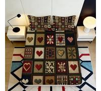 3D Printed Patchwork Heart Fitted Sheet Microfiber Deep Pocket Non-Slip Bedroom Bedding Patchwork Mattress Fitted Cover for Adults Teens 120x200x25cm