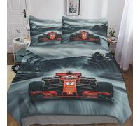 3D Printed Pattern Ferrarii Racing Duvet Cover Set Double（200x200cm）, Breathable Formulaone Bedding Set Comfortable Comforter for Kids & Adults Washable Quilt Cover