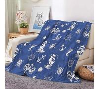 3D Printed Pattern Flannel Blanket Nautical Elements Cover Blanket Gift for Loved Ones Kids Friends（75cmX100cm）