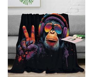 3D Printed Peace sign monkey Nap Blanket Microfiber Warm Soft Bedding Lightweight Colorful street art Thermal Blanket Breathable Thermal Insulating for Adults Teens Kids 50x60inch(127x152cm)