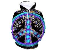 3D Printed Peace Symbol Flag Hoodie For Men Colorful Pattern Sweatshirt Fashion Casual Autumn Oversized Pullovers Long Sleeves-L