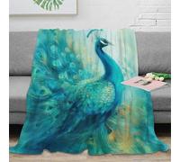 3D Printed Peacock art Couch Blanket Microfiber Warm Soft Bedding Lightweight Watercolor bird illustration Cozy Throw Blanket Luxurious Gift for Wedding Anniversary Newlyweds 40x50inch(100x130cm)