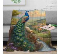 3D Printed Peacock Blanket Fluffy Soft Cozy Super Soft Cozy Fuzzy Warm Throws with Anti-wrinkle/anti-tarnishing Lightweight Kids Boys Girls Christmas Birthday Present Present 40x50inch(100x130cm)
