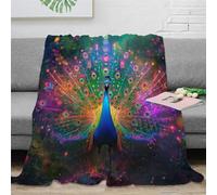 3D Printed Peacock Throw Blanket Soft And Warm Super Soft Cozy Fuzzy Warm Throws with Anti-wrinkle/anti-tarnishing Lightweight Kids Boys Girls Christmas Birthday Present Present 50x60inch(127x152cm)