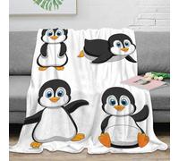 3D Printed penguin cartoon Nap Blanket Microfiber Soft Warm Bedding Lightweight children's illustration Home Blanket Compact for University Students Dorm Dwellers Young Adults 80×90inch(200x230cm)