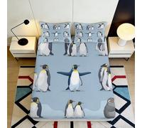 3D Printed Penguin Microfiber Fitted Sheet Deep Pocket Non-Slip for Adult Teen Bedroom Bedding Penguin Mattress Fitted Cover Washable 120x200x25cm
