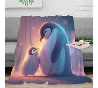 3D Printed Penguin mom Couch Blanket Microfiber Warm Soft Bedding Lightweight Cute animated Cozy Throw Blanket Wrinkle Resistant Non Pilling for Dorm Dwellers University Students 40x50inch(100x130cm)