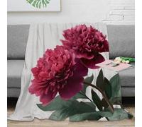 3D Printed Peony blooms Cozy Throw Blanket Microfiber Warm Soft Bedding Cosy Botanical garden art Throw Blanket Lightweight All Season for Dorm Dwellers University Students 70×80inch(180x200cm)