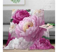 3D Printed Peony blooms Home Blanket Microfiber Warm Soft Bedding Cosy floral garden design Bedding Blanket Heartfelt Gift for Friends Colleagues Loved Ones 40x50inch(100x130cm)