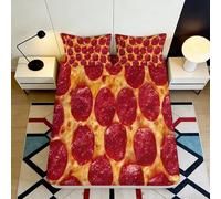 3D Printed Pepperoni Pizza Fitted Sheet, Microfiber Bed Cover, Non-slip