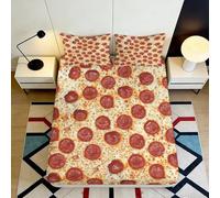 3D Printed Pepperoni Pizza Fitted Sheet Microfiber Soft Decorative Cheese Bed Cover for Bedroom Guest Dorm Mattress Protection 90x200x25cm