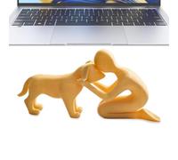 3D Printed Pet Figurine, Humorous Dog Art Sculpture, Small Man and Dog Display, Creative Desktop Ornament Extra Charm, Stylish Home Accessory with Modern Look, Living Room Shelf Decor