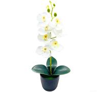 3D Printed Phalaenopsis Orchid Artificial Flower Potted Plant Silk Petals Nordic Style Home Decor Realistic 7-Flower Design Lightweight 140g Multiple Colors 20x41cm Tabletop(All White)