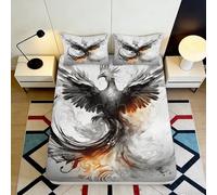3D Printed Phoenix Art Fitted Sheet Microfiber Soft Breathable Fire Bird Mattress Cover Bedroom Decor 90x200x25cm