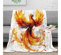 3D Printed Phoenix bird art Bed Blanket Microfiber Ultra Soft Warm Bedding Mythical fire creature Sofa Throw Anti Static No Shedding for Teens Young Adults Apartment Renters 70×80inch(180x200cm)