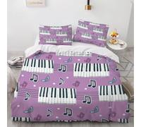 3D Printed Piano Keys and Notes Single Duvet Cover Set 3 Piece Microfibre Bedding Set Music Style Quilt Cover 150x200 cm with 2 Pillowcases 50x75 cm and Zipper Closure k.5673