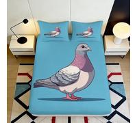 3D Printed Pigeon Fitted Sheet, Microfiber Bed Cover, non-slip, home decor