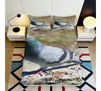 3D Printed Pigeon Fitted Sheet, Microfiber Bed Cover, Non-slip Home Decor