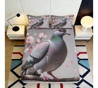 3D Printed Pigeon Fitted Sheet, Microfiber Bed Cover, Non-slip, Home Decor