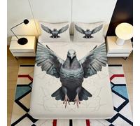 3D Printed Pigeon Fitted Sheet, Microfiber Bed Cover, Non-slip, Home, Soft