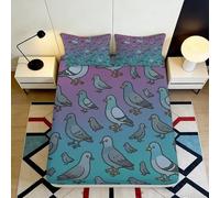 3D Printed Pigeon Pattern Fitted Sheet, Microfiber Bed Cover, Non-slip Home