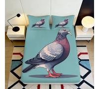 3D Printed Pigeon Pattern Fitted Sheet, Microfiber Bed Cover, Non-slip Home