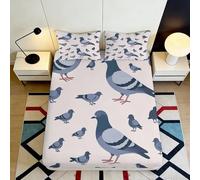 3D Printed Pigeon Pattern Fitted Sheet, Microfiber Bed Cover, Non-slip Home