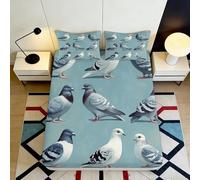 3D Printed Pigeon Pattern Fitted Sheet, Microfiber Bed Cover, Non-Slip Home