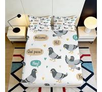 3D Printed Pigeon Pattern Fitted Sheet, Microfiber Bed Cover, Non-slip Home