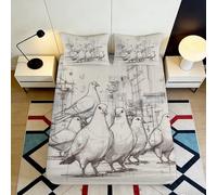 3D Printed Pigeon Pattern Fitted Sheet, Microfiber Bed Cover, Non-slip Home