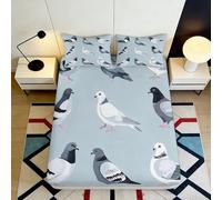 3D Printed Pigeon Pattern Fitted Sheet, Microfiber Bed Cover, Non-slip Soft