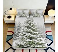 3D Printed Pine Tree Fitted Sheet Microfiber Deep Pocket Bedroom Bedding Evergreen Mattress Fitted Cover Washable Non-Slip 90x200x25cm