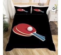 3D Printed Ping Pong Paddle King Size Duvet Cover Set 3 Piece Microfibre Bedding Set Sports Style Quilt Cover 230x220 cm with 2 Pillowcases 50x75 cm and Zipper Closure k.349