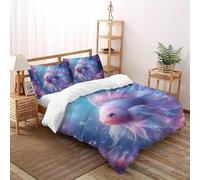 3D Printed Pink Fighting Fish Duvet Cover Wild Marine Animal Bedding Set 3 Pieces Soft Microfiber with Pillowcases,Hidden Zipper for Kid Teens Double（200x200cm） Modern Home Decor