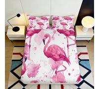 3D Printed Pink Flamingo Fitted Sheet Microfiber Slip Resistant Bedroom Decor Tropical Bird Bed Cover Washable 90x200x25cm