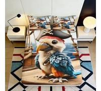 3D Printed Pirate Parrot Fitted Sheet Microfiber Deep Pocket Non-Slip Bedroom Bedding Pirate Parrot Mattress Fitted Cover Washable for Adults Teens 90x200x25cm