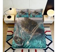 3D Printed Pirate Ship Fitted Sheet Microfiber Deep Pocket Bedroom Bedding Ocean Mattress Fitted Cover Full Wrap 120x200x25cm