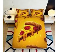 3D Printed Pizza Fitted Sheet, Microfiber Bed Cover, Non-Slip, Home Decor