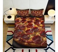 3D Printed Pizza Fitted Sheet, Microfiber Bed Cover, Non-slip Home Decor