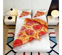 3D Printed Pizza Fitted Sheet, Microfiber Bed Cover, Non-slip Home Decor